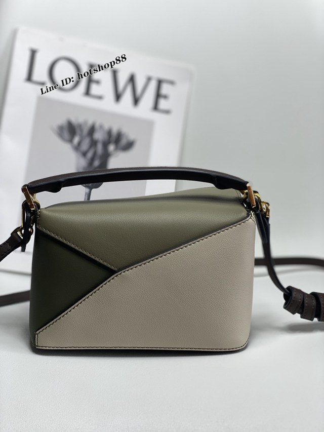 Loewe羅意威Puzzle女款系列mini巧克力拼色手提肩背包 3000A lyw1272